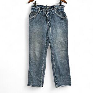 Silver Jeans Womens 29x26* High-Rise Paper Bag Crop Denim Light Wash Belted Blue